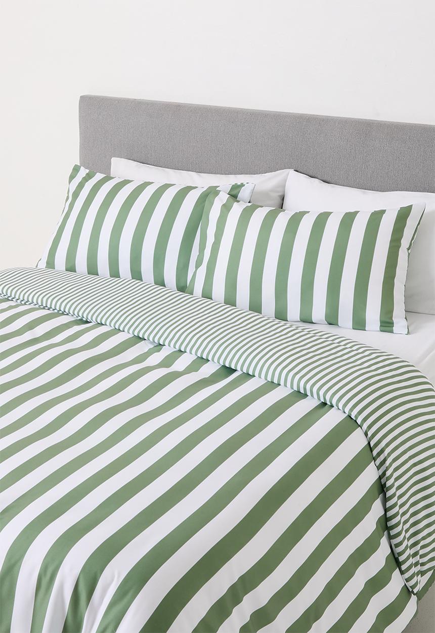 Sixth Floor - Stripe duvet cover - Sage