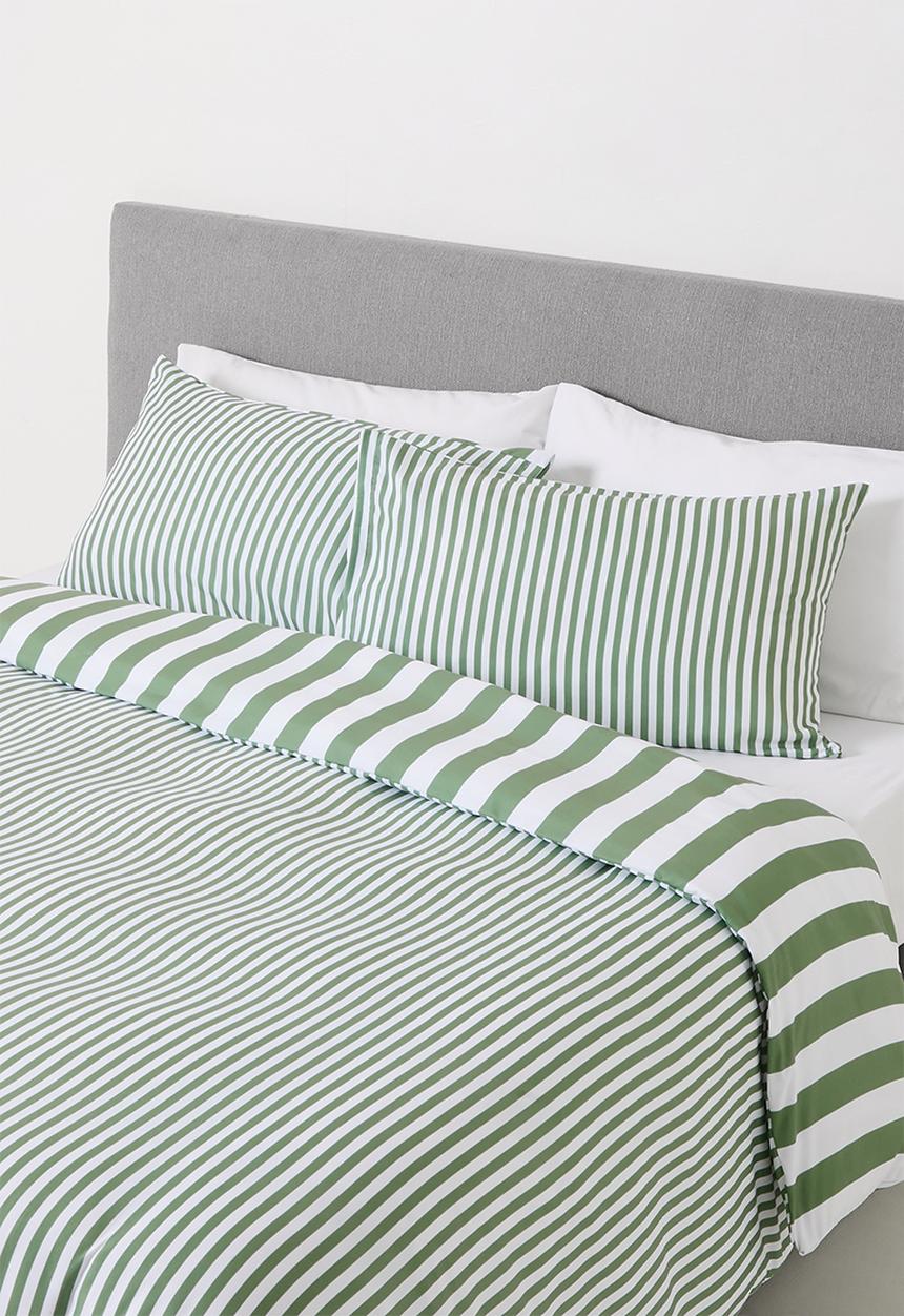 Sixth Floor - Stripe duvet cover - Sage