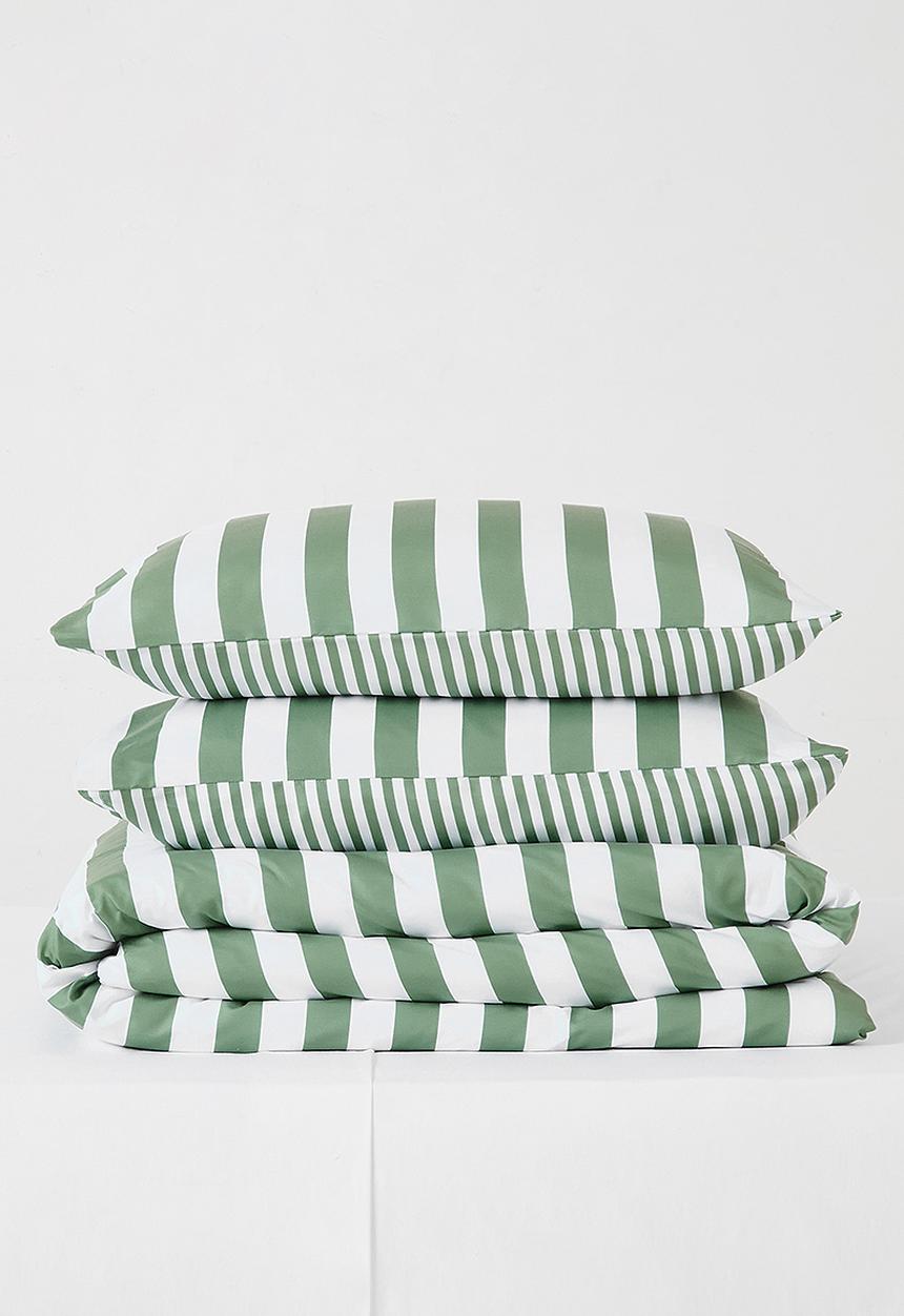 Sixth Floor - Stripe duvet cover - Sage