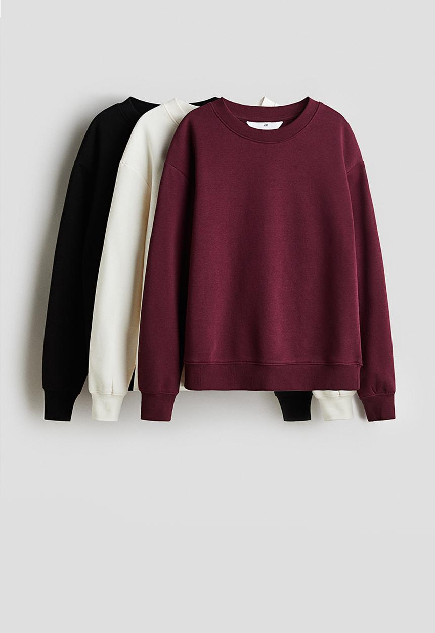 H&M - 3-Pack sweatshirts - plum purple & white