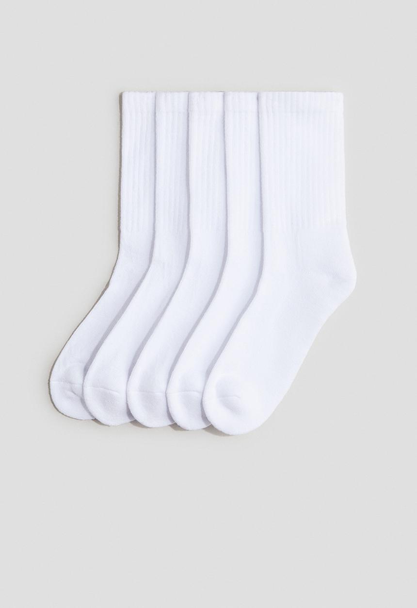 H&M - 5-pack ribbed terry socks - white