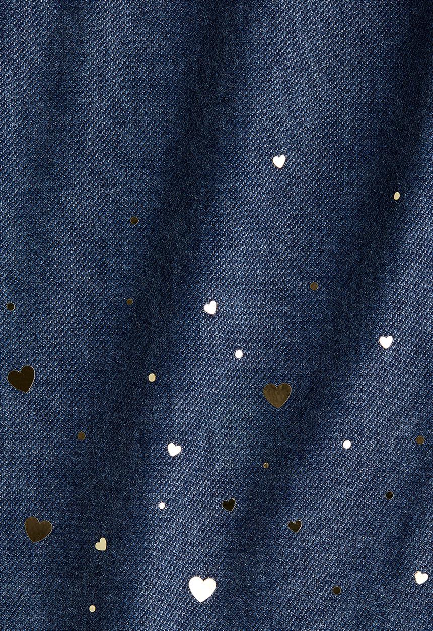 H&M - Wide denim-look trousers - dark denim blue/hearts