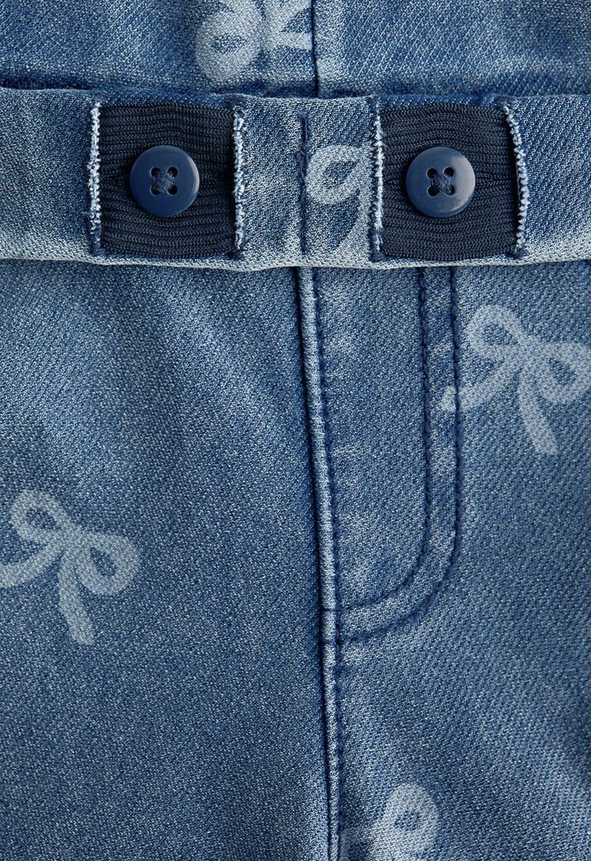 H&M - Wide denim-look trousers - denim blue/bows