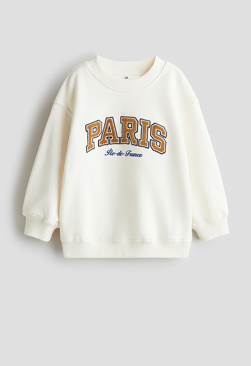 H&M - Printed crew-neck sweatshirt - cream/paris