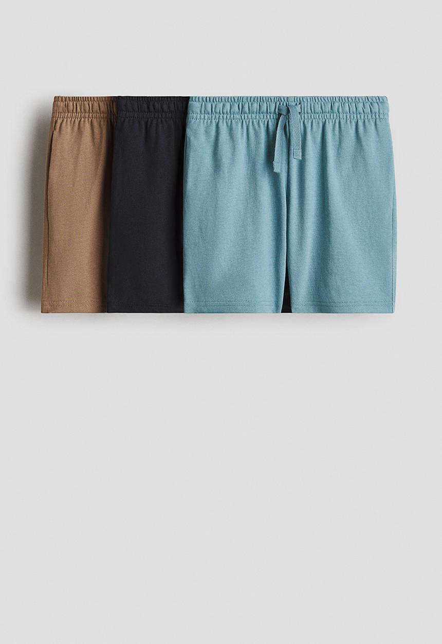 H&M - 3-Pack cotton shorts - light turquoise/brown