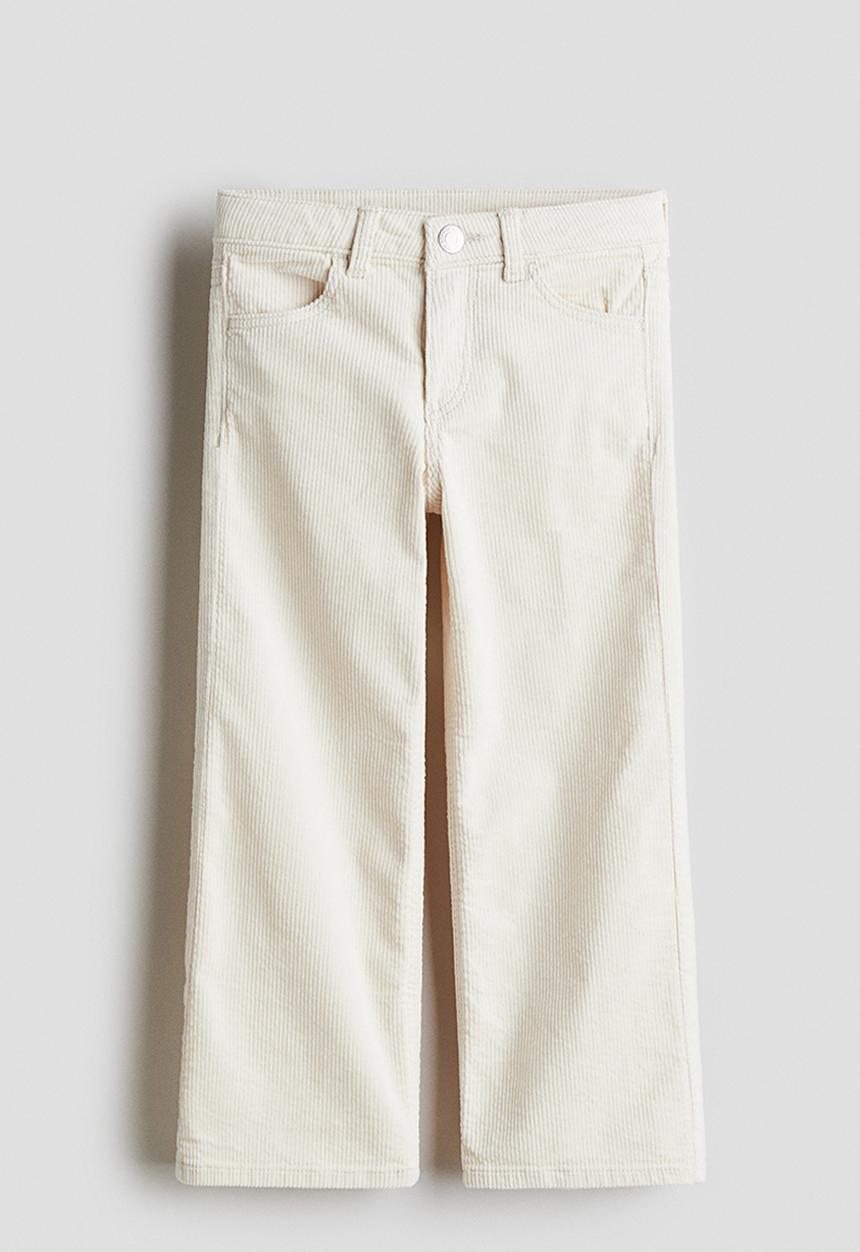 H&M - Wide cotton corduroy trousers - light beige