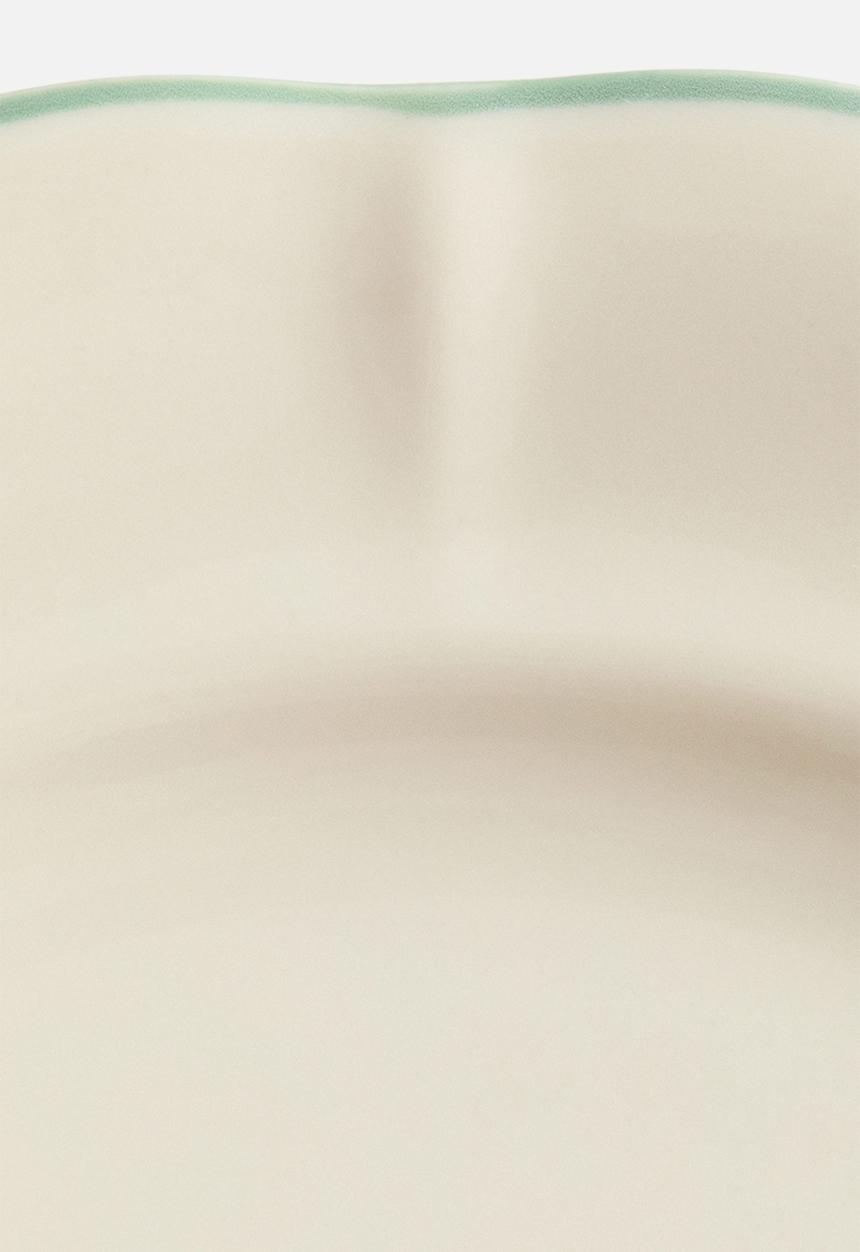 H&M - Stoneware dinner plate - light beige/green