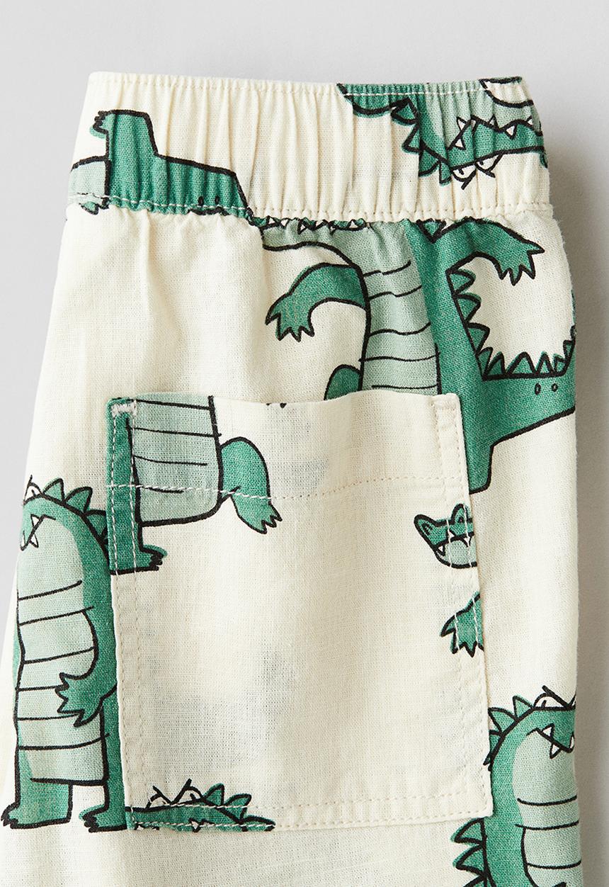 H&M - Linen-blend shorts - light beige/alligators