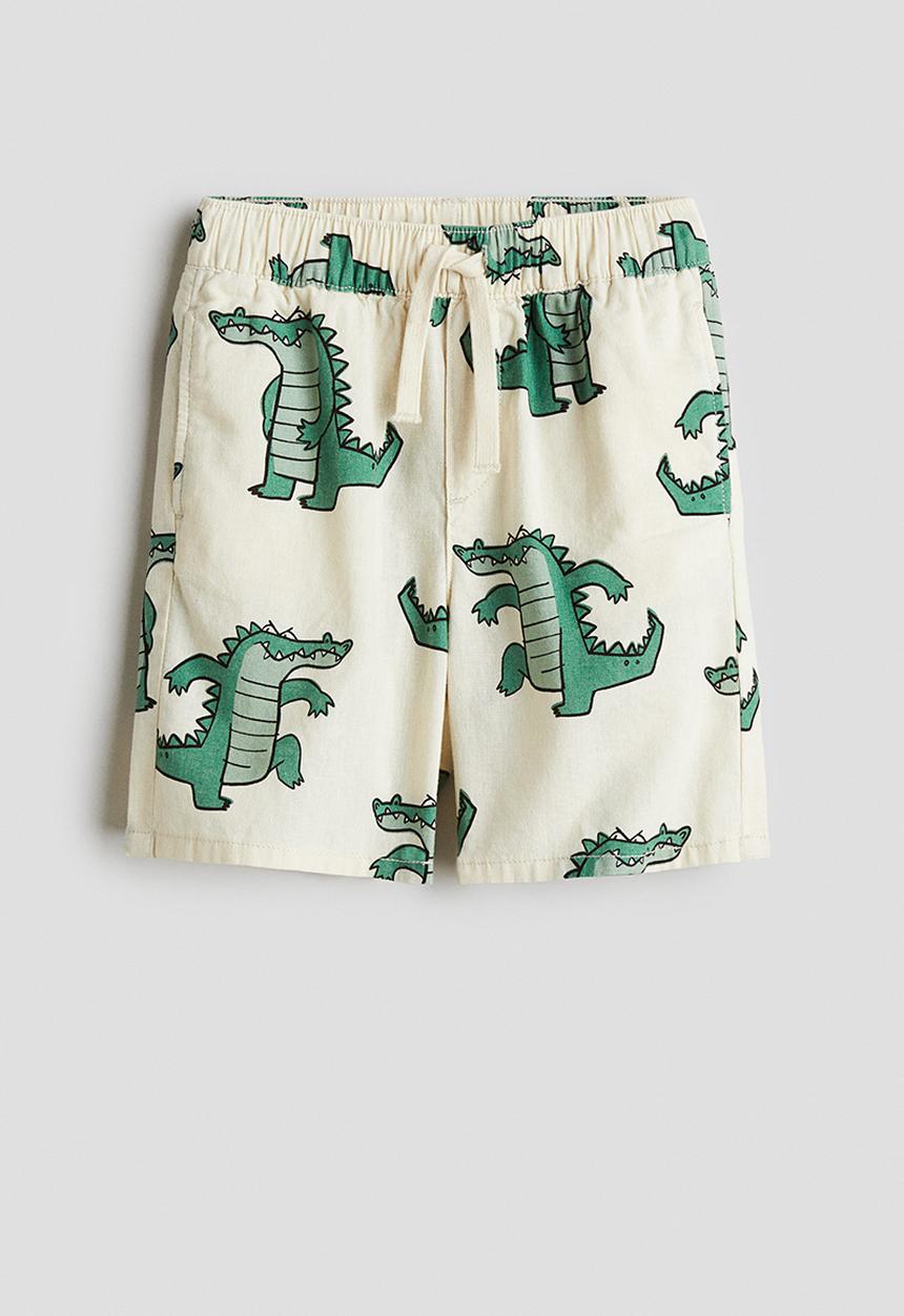 H&M - Linen-blend shorts - light beige/alligators