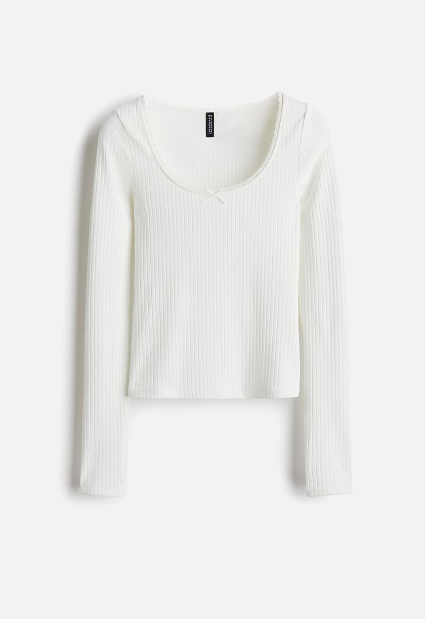 H&M - Ribbed jersey top - white