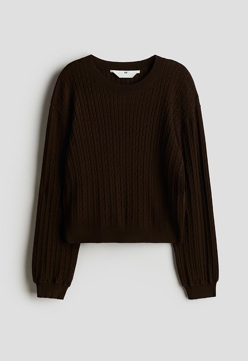H&M - Cable-knit jumper - dark brown