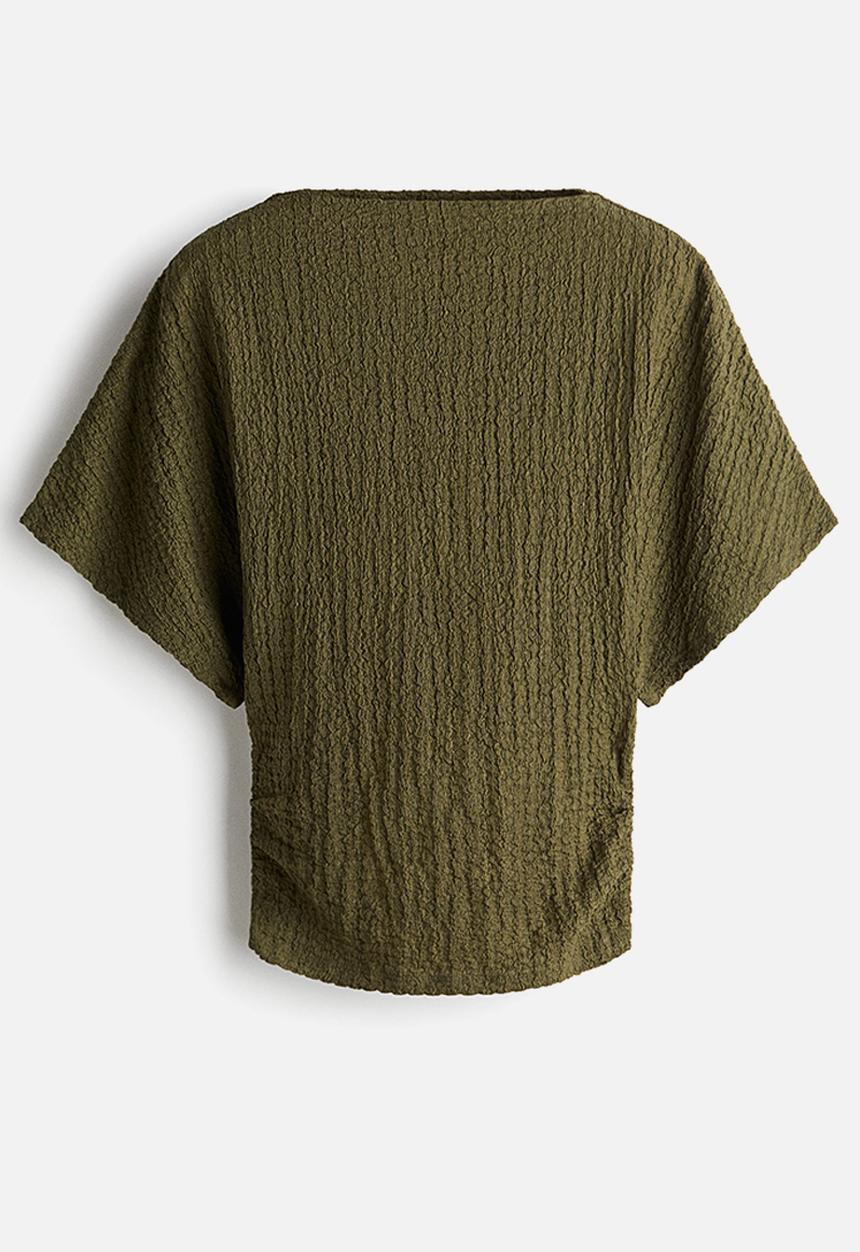 H&M - Textured jersey top - khaki green