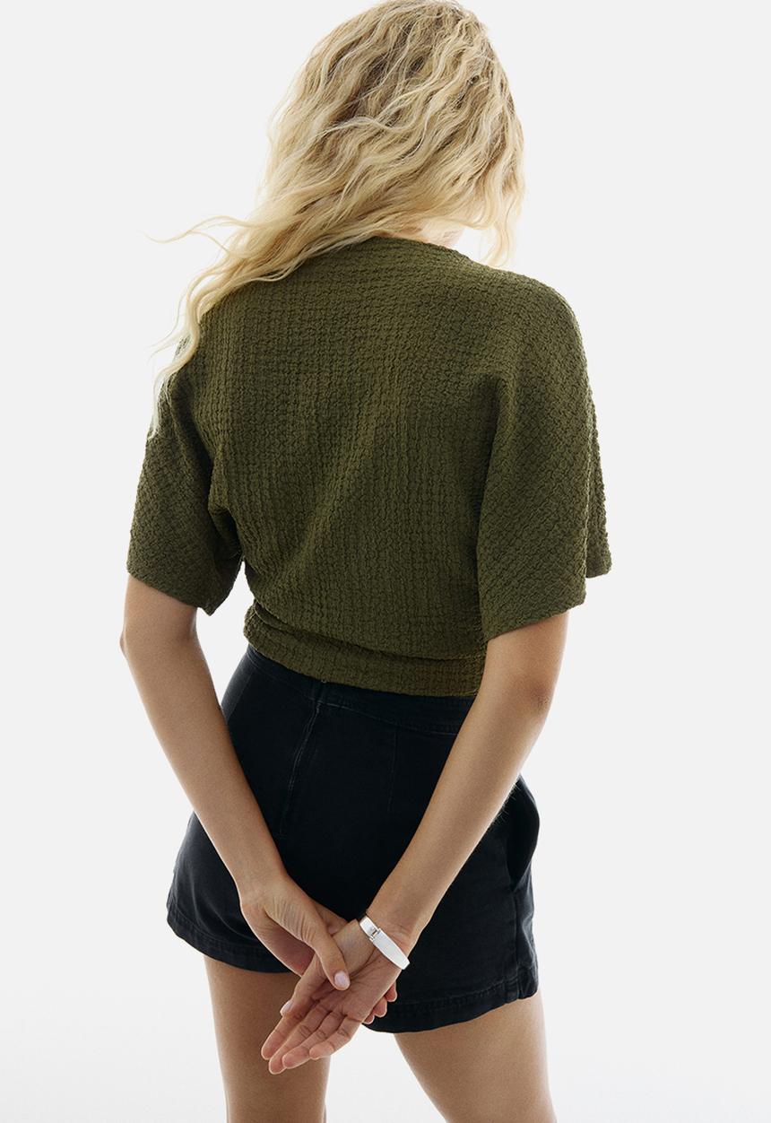 H&M - Textured jersey top - khaki green