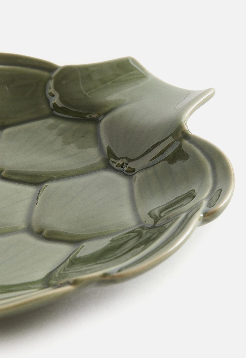 H&M - Figurative stoneware serving plate - green/artichoke
