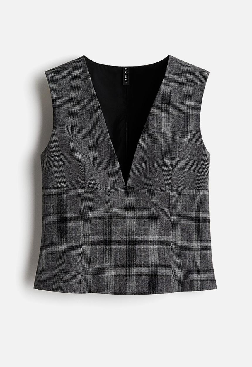 H&M - Vest top - dark grey/checked
