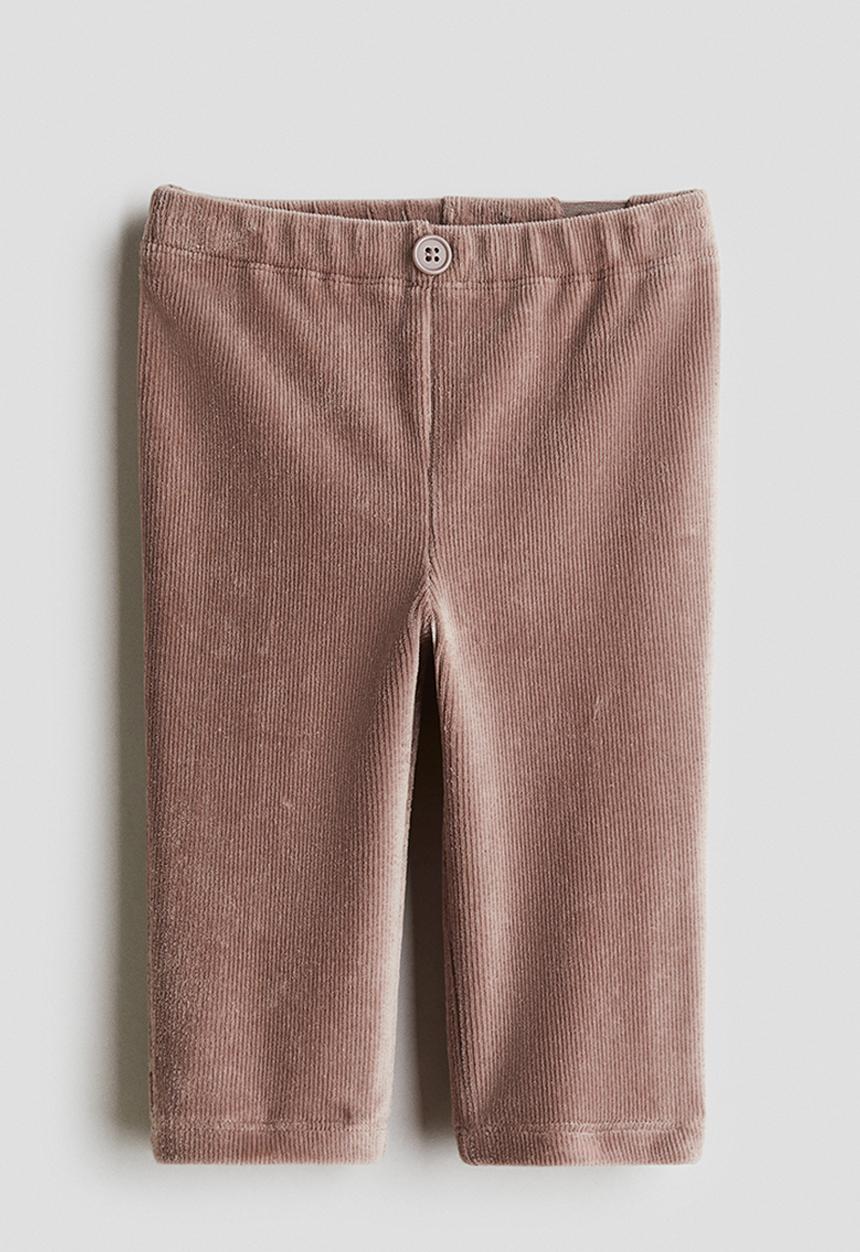 H&M - Ribbed velour leggings - light brown