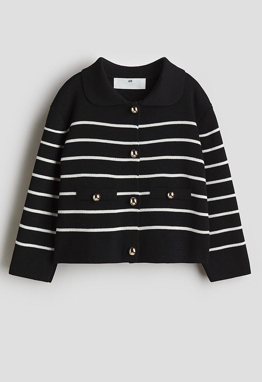 H&M - Fine-knit cardigan - black/striped