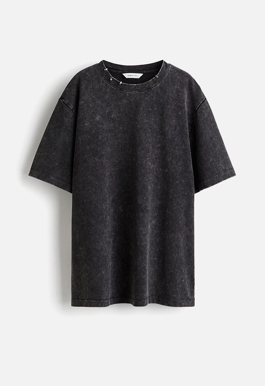 H&M - Embellished T-shirt - black/washed out