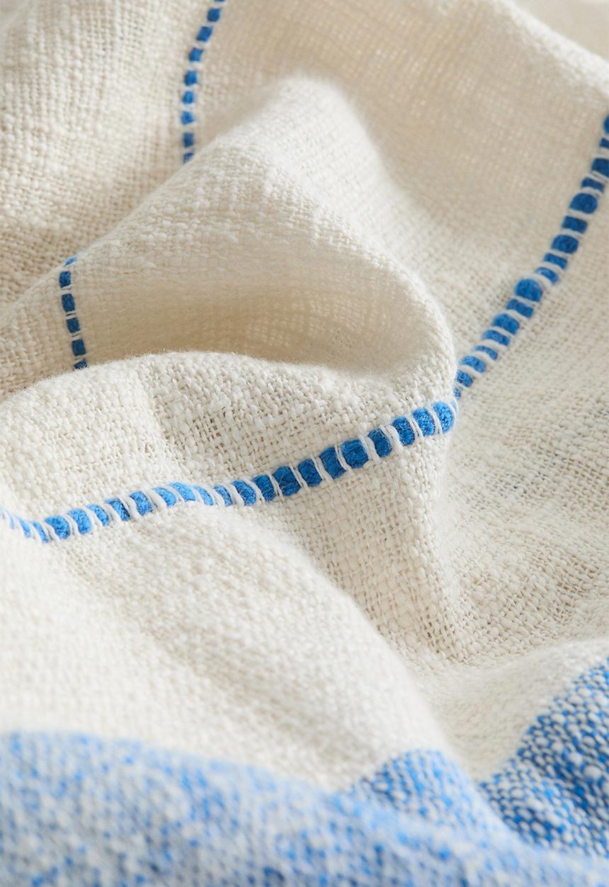H&M - Linen-blend blanket - blue/cream