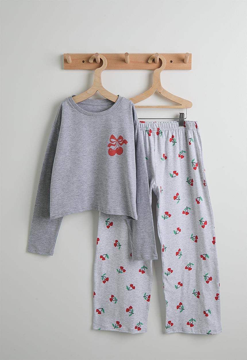 Pop Candy - Cherry print pj set - grey
