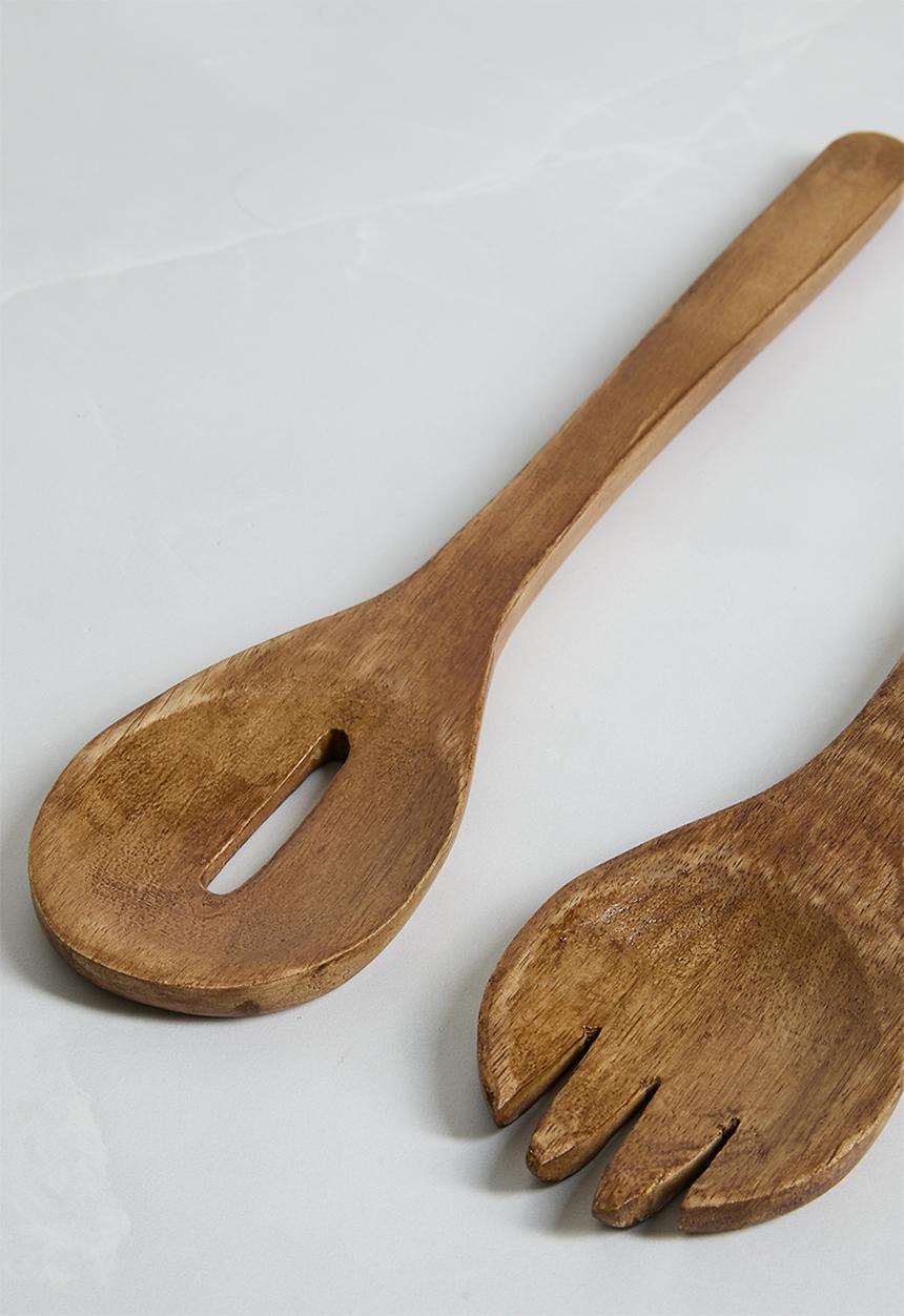 Sixth Floor - Wooden Serving Spoons set of 2 - Natural