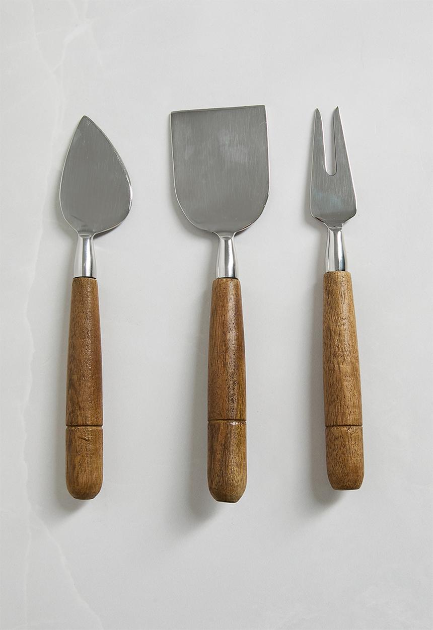 Sixth Floor - Wooden Cheeseknives set of 3 - Silver