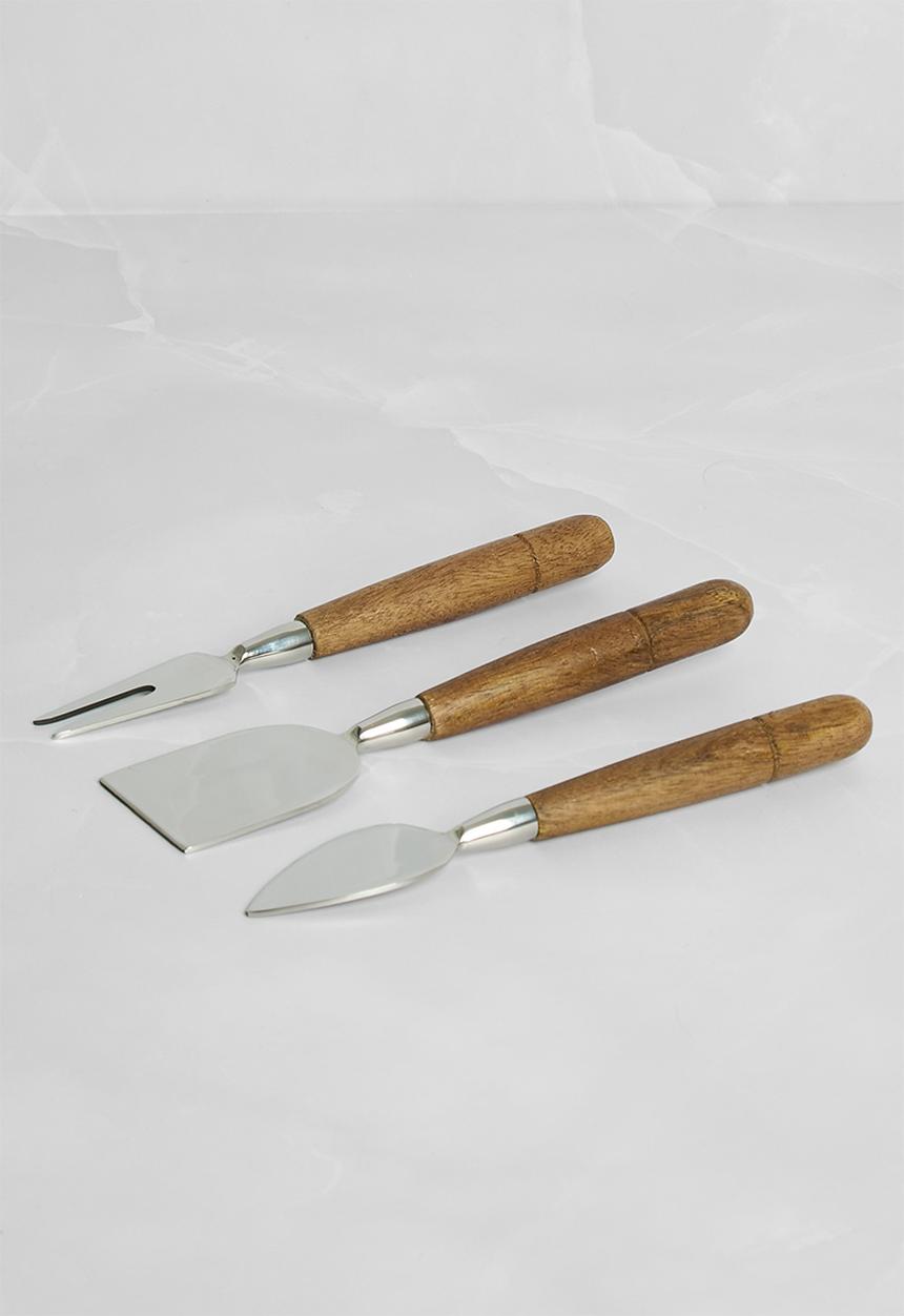 Sixth Floor - Wooden Cheeseknives set of 3 - Silver