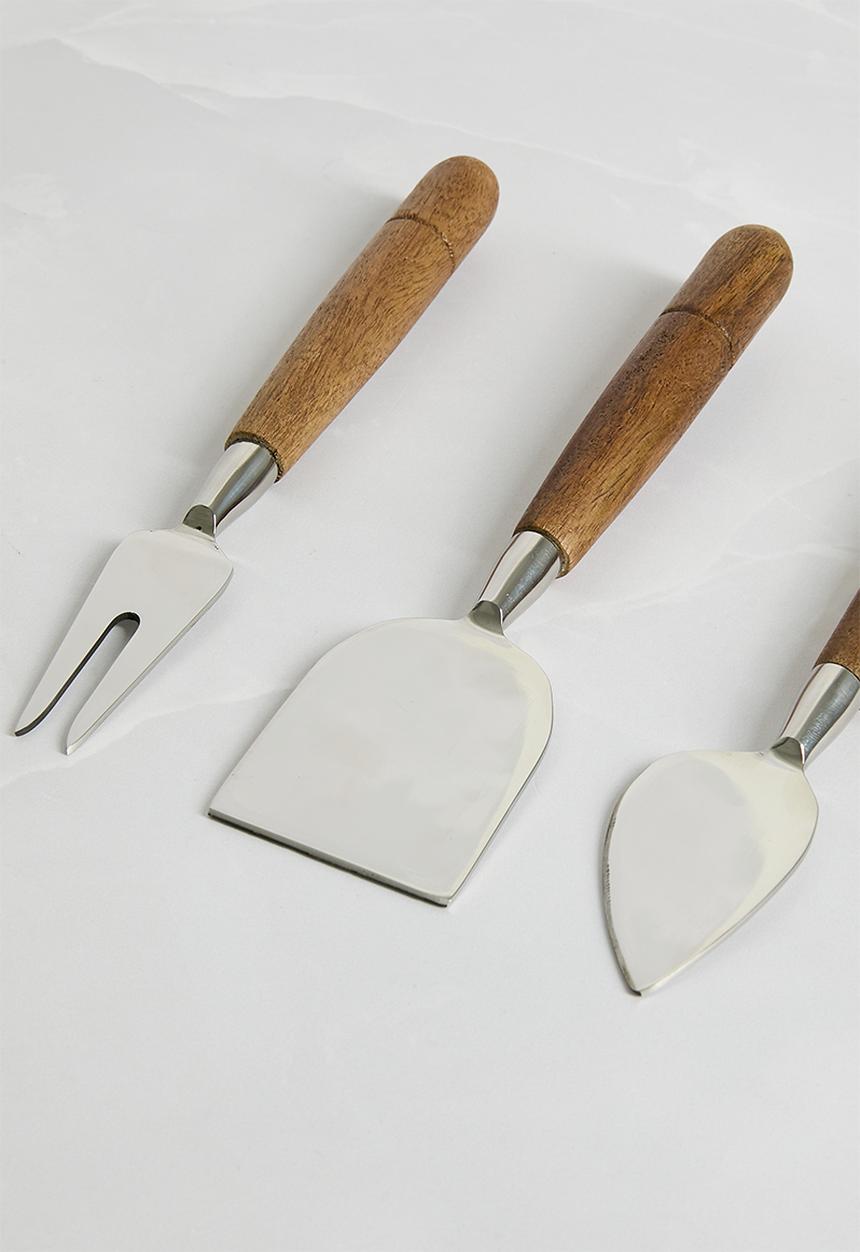 Sixth Floor - Wooden Cheeseknives set of 3 - Silver