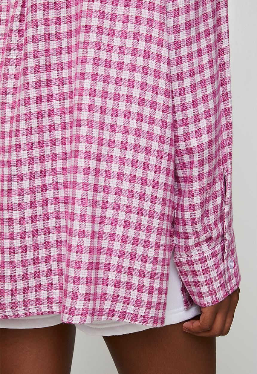 Cotton On - Cosy soft flannel oversized shirt - lucy check pink kiss
