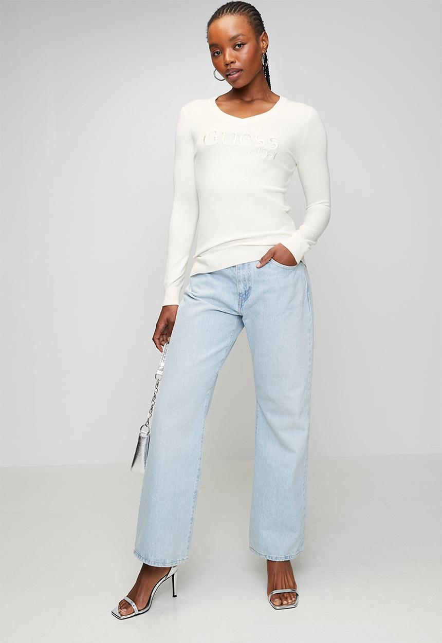 GUESS - Saylor Logo Sweater - Cream White