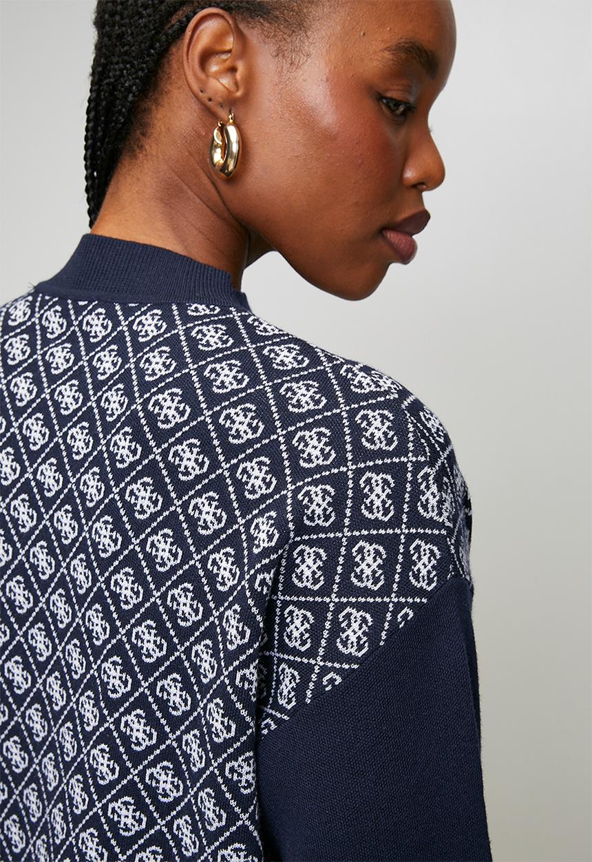 GUESS - Aubrey 4G Sweater - Blue And Cream