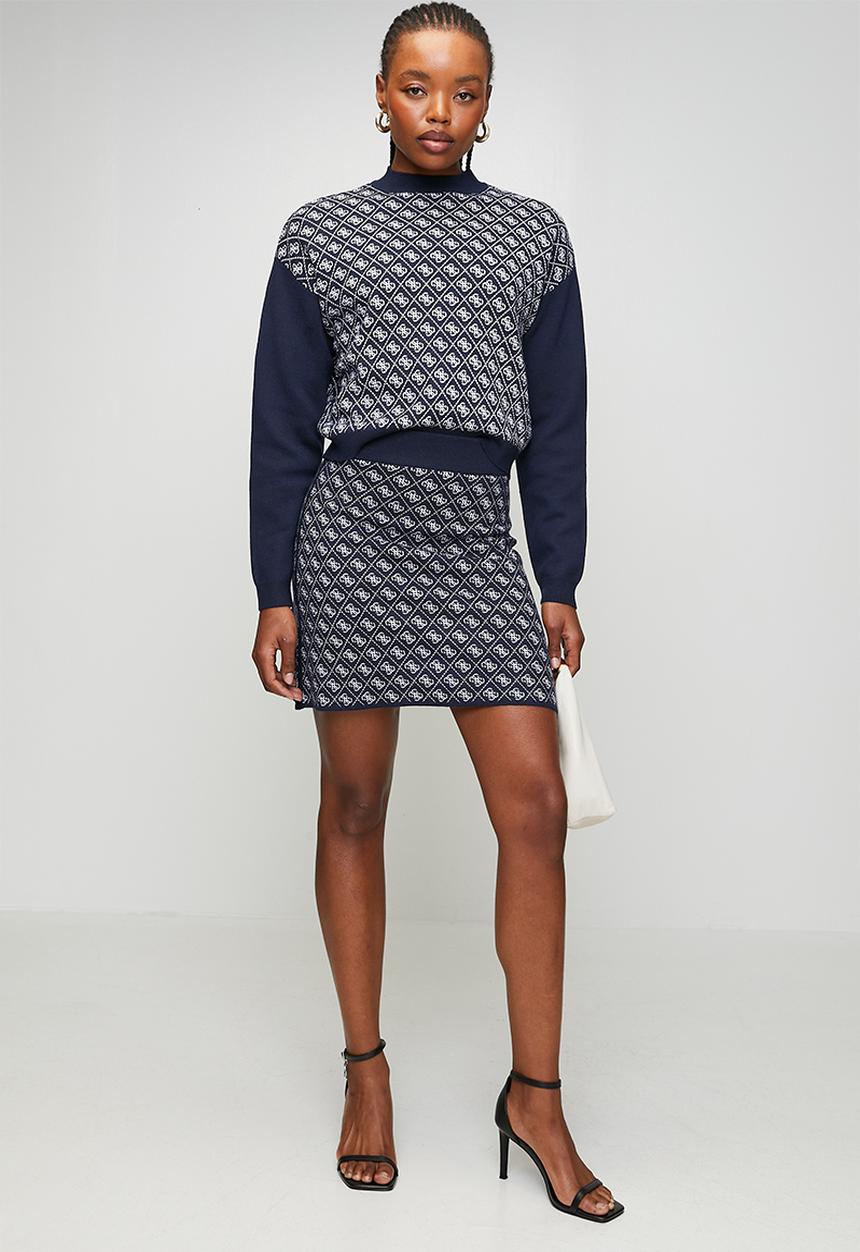 GUESS - Aubrey 4G Sweater - Blue And Cream