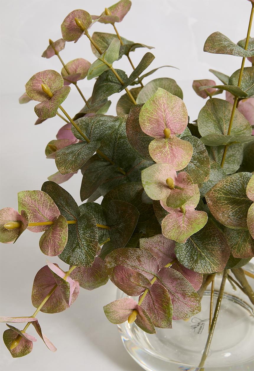 Silk By Design - Eucalyptus leaves in small jar vase