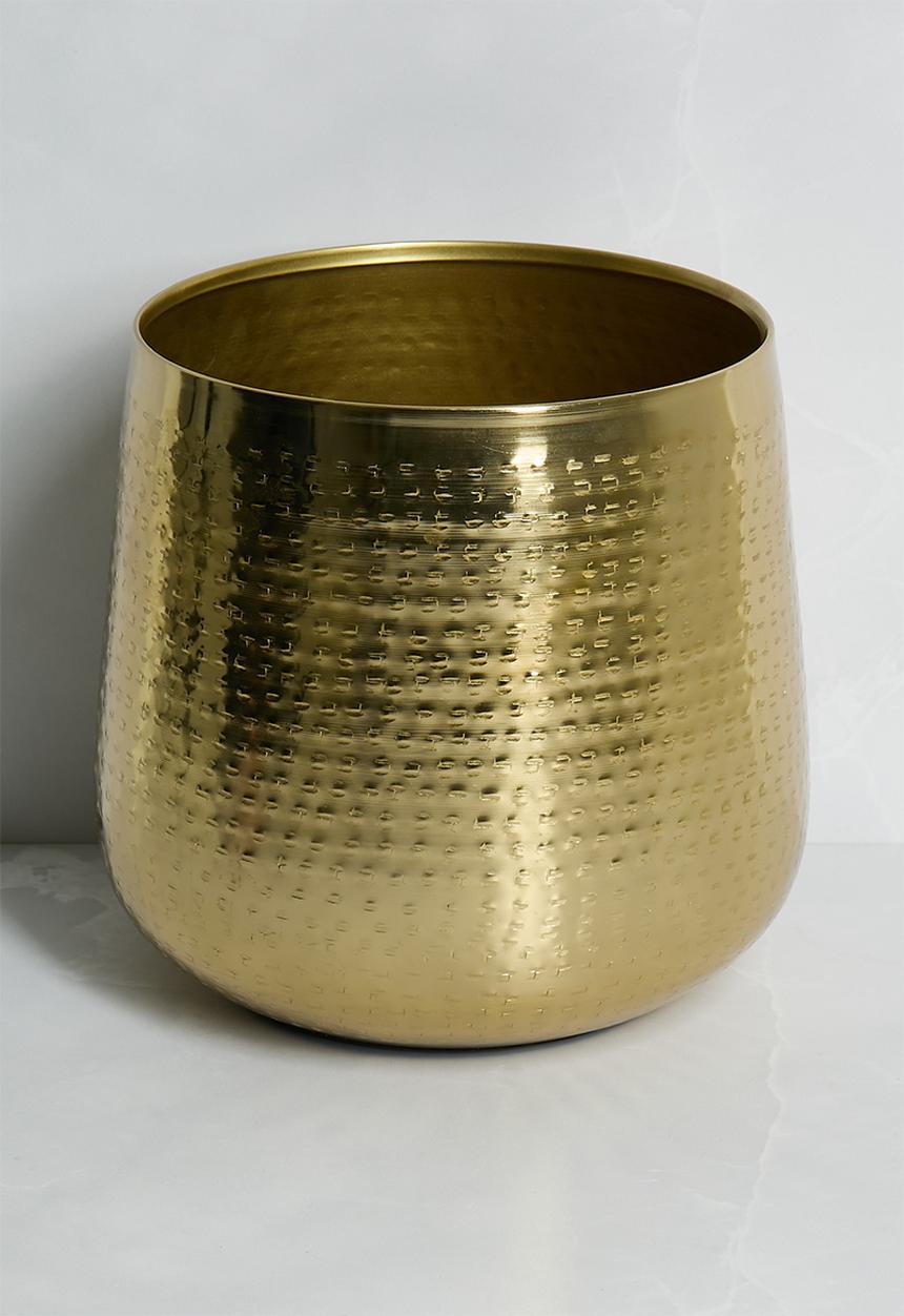 Sixth Floor - Hammered Metal Planter - Gold