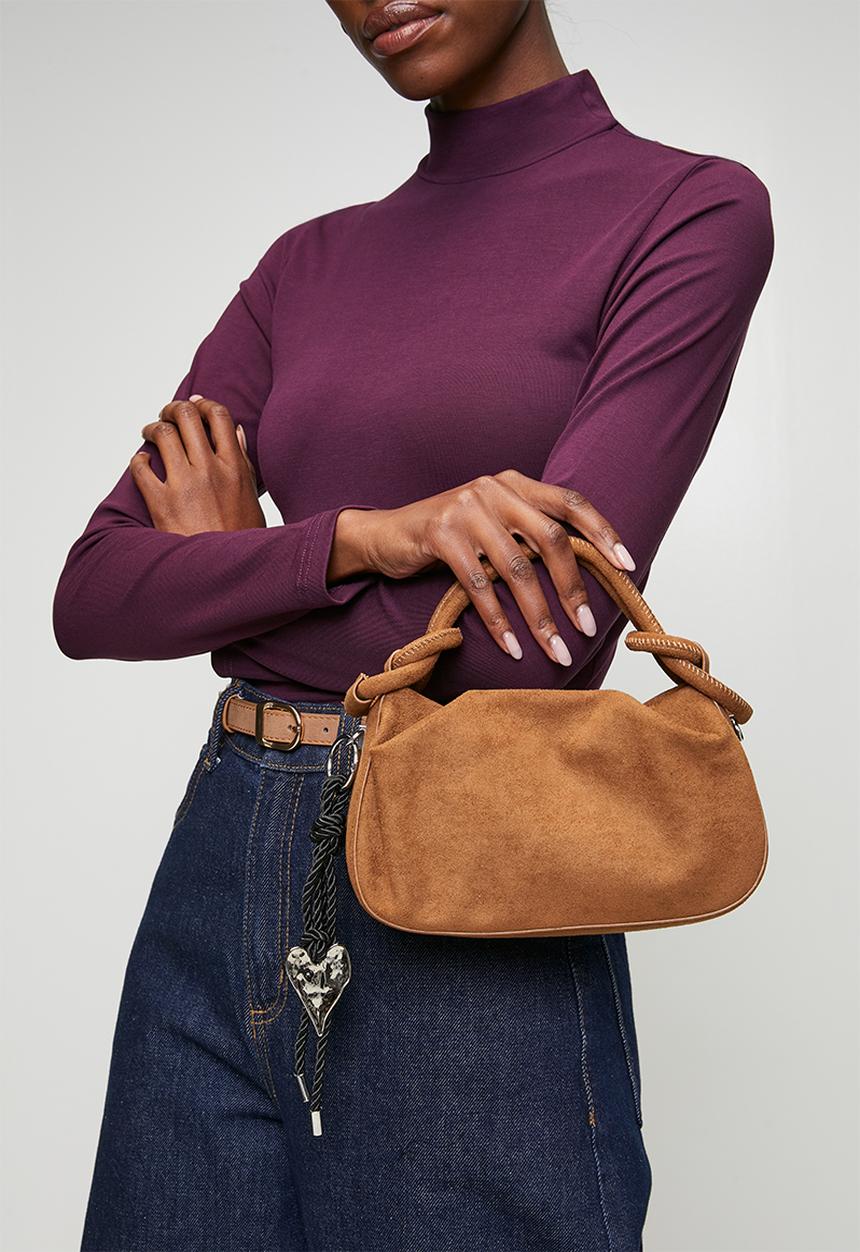 Tessa Design - Agnes Top Handle Pouch Bag - Tan