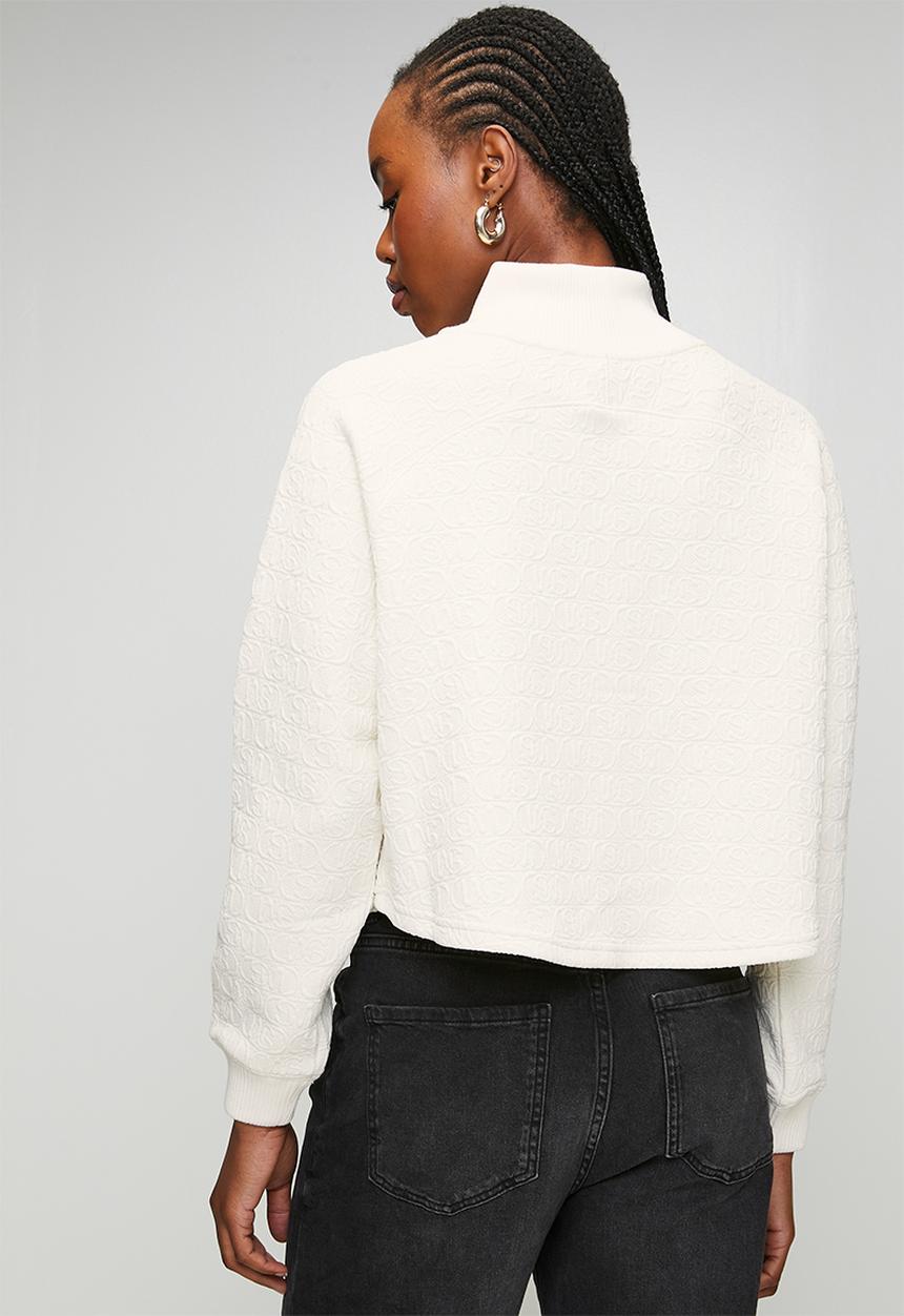 Steve Madden - Ladies janet jacquard henley sweat top - cream