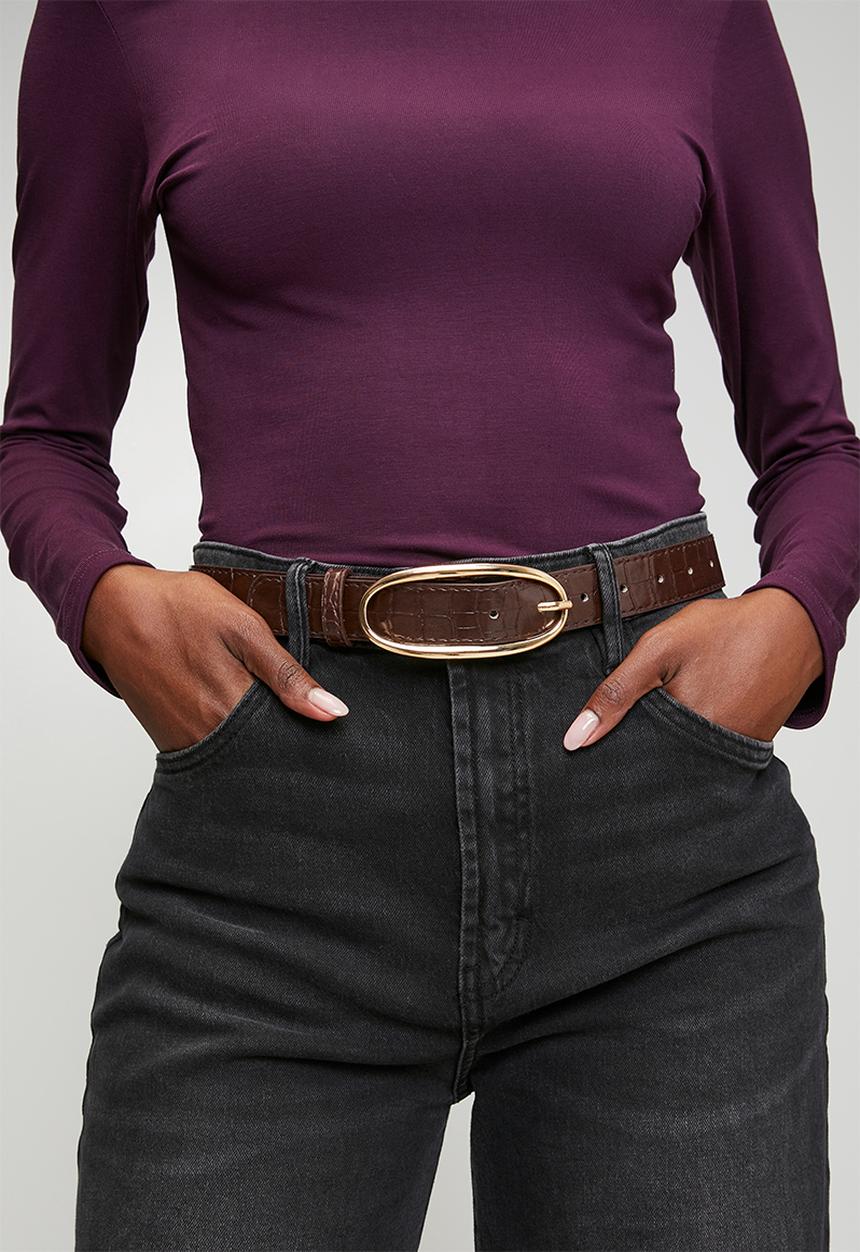 Tessa Design - Avalon Oval Buckle Belt - Brown