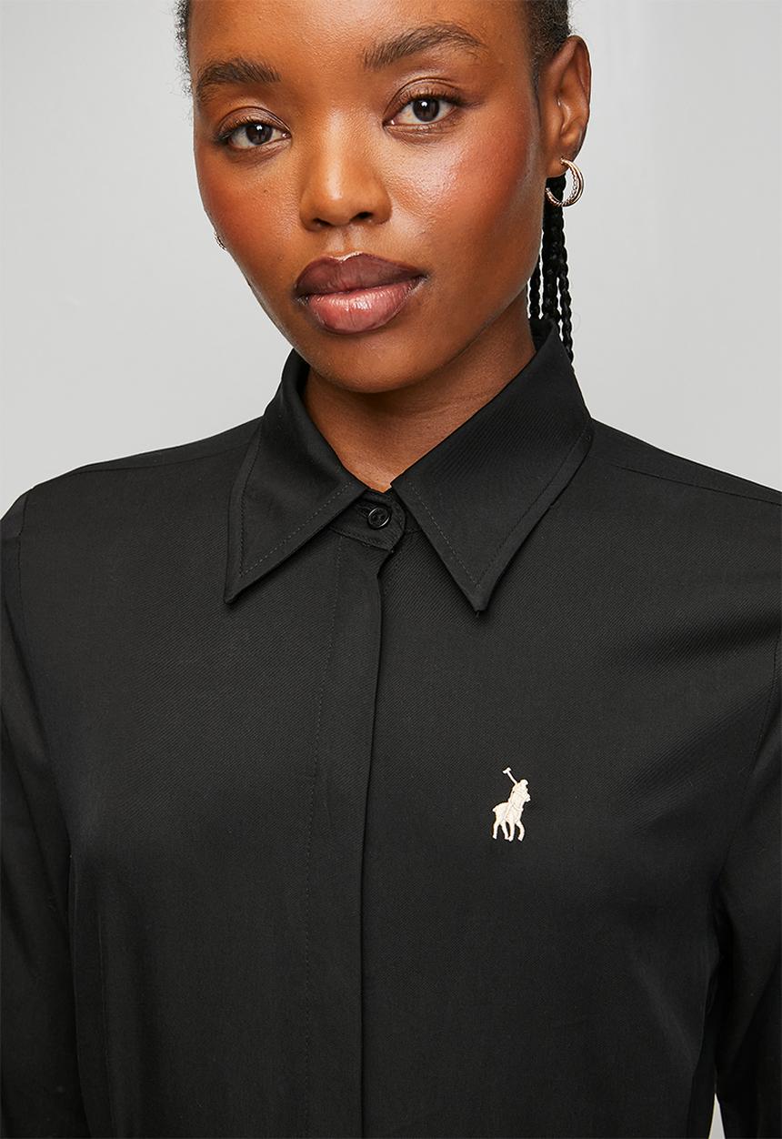 POLO - Wmn Mairi Tencel Ls Shirt Dress - Black