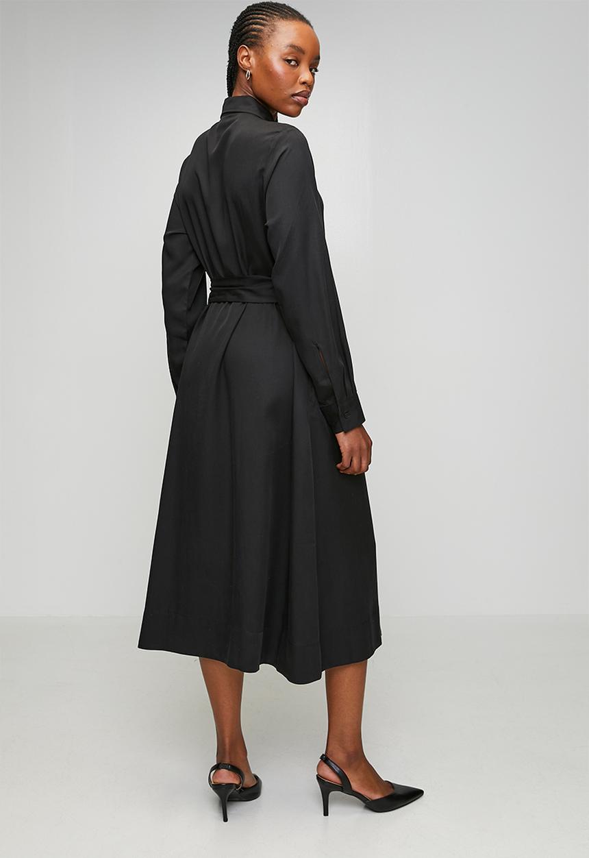 POLO - Wmn Mairi Tencel Ls Shirt Dress - Black