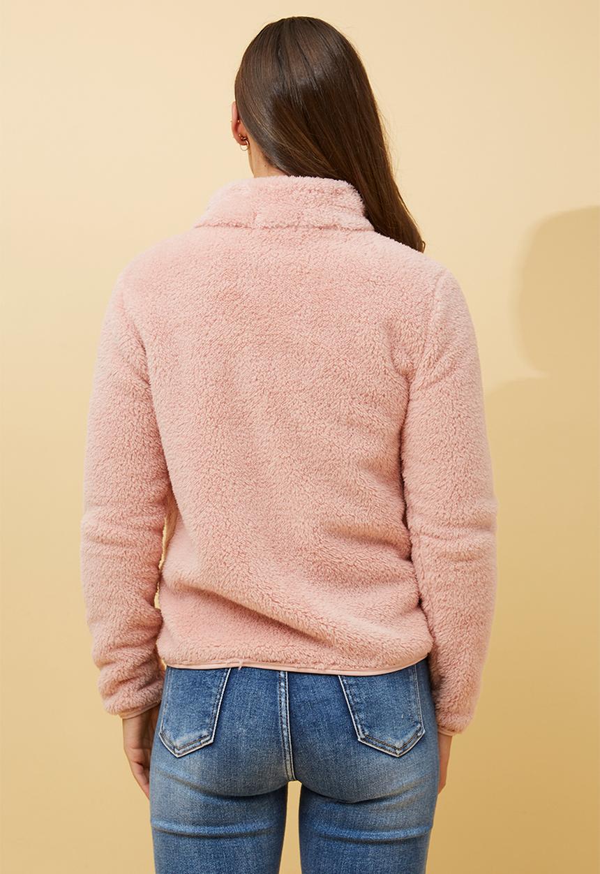 Stella Morgan - L/S Teddy Zip Through Jacket - Blush