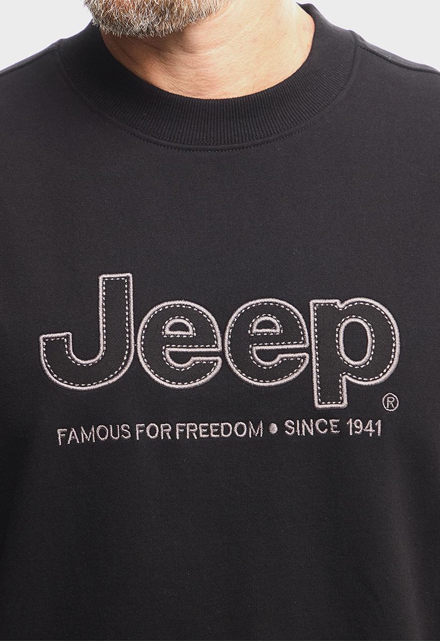 JEEP - Applique Fleece Crew neck - Black