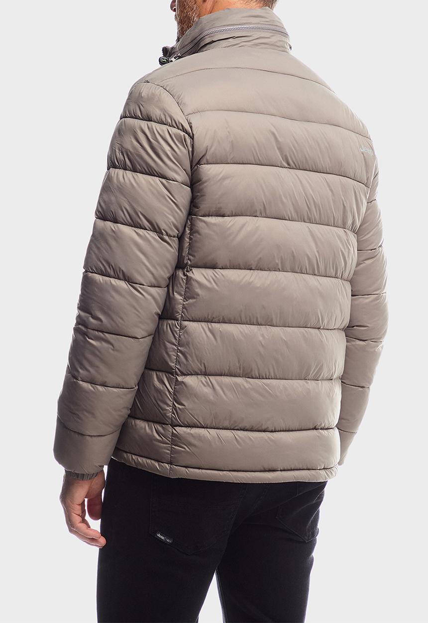 Long Sleeve Puffer Jacket - Brown