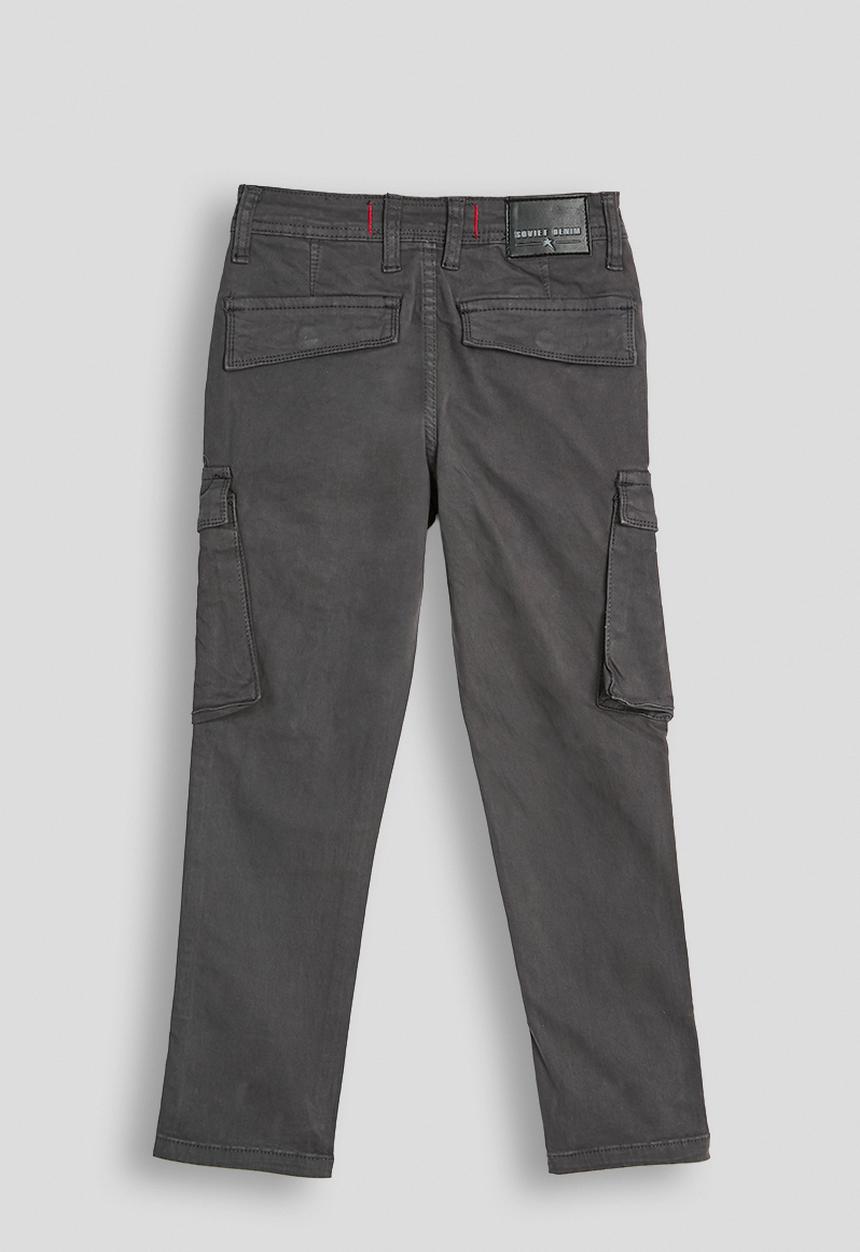 SOVIET - Boys Cotton Cargo Pants - Anthracite