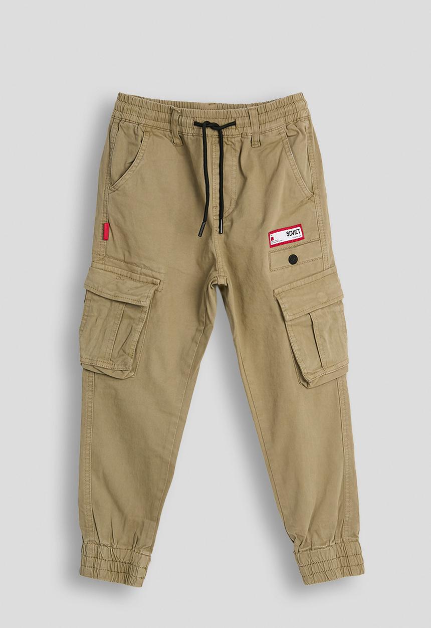SOVIET - Boys Cotton Cargo Pants - Bush