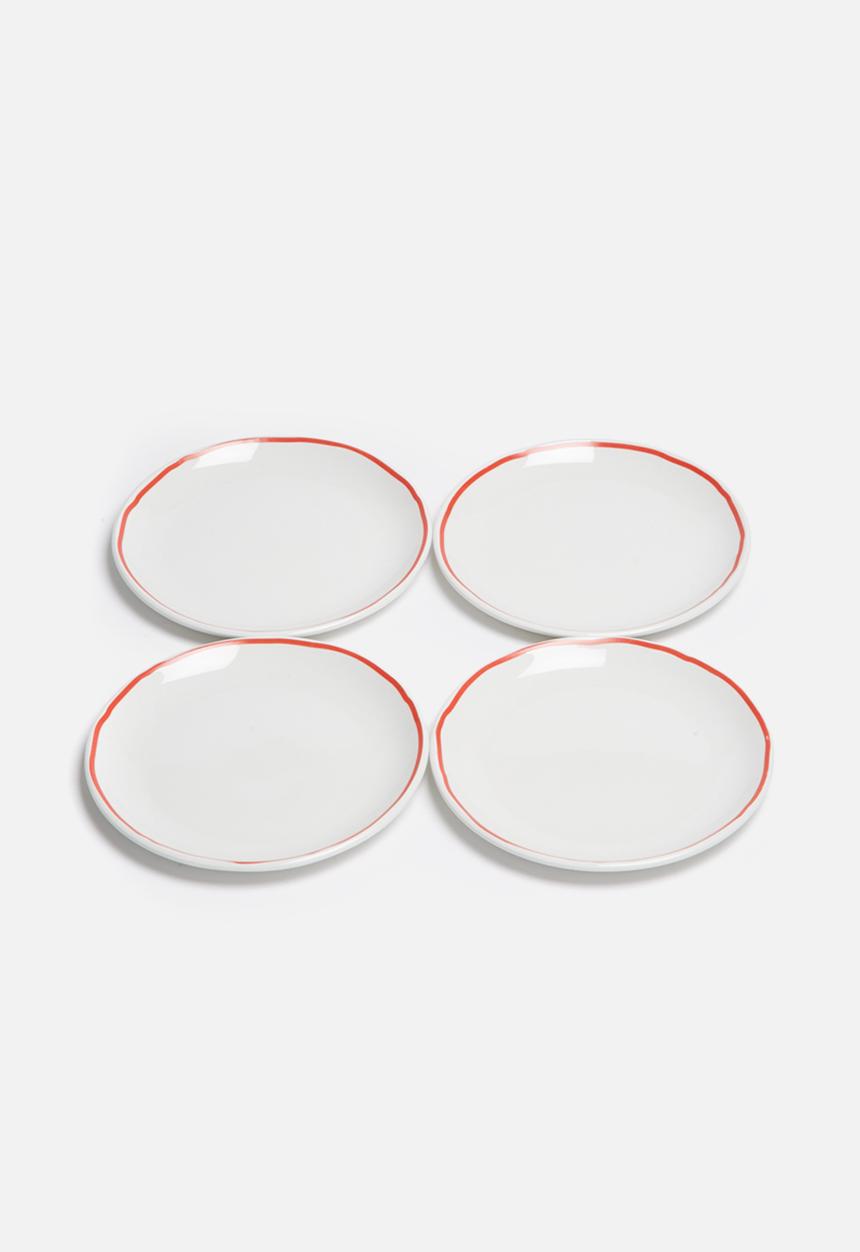Sixth Floor - Red edge side plate set of 4