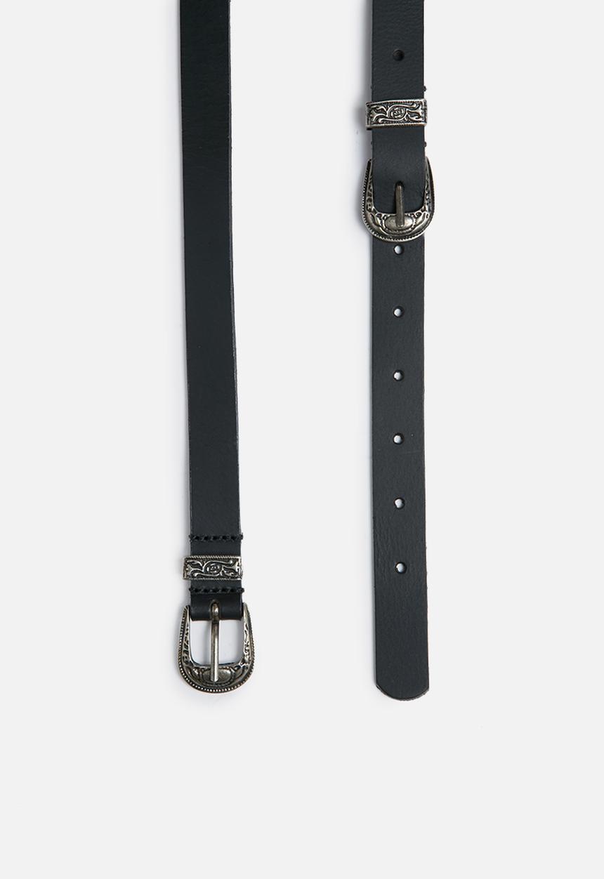 dailyfriday - Thin double buckle leather belt