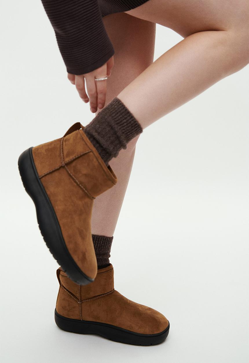 H&M - 2-pack wool-blend socks - dark brown/light beige marl