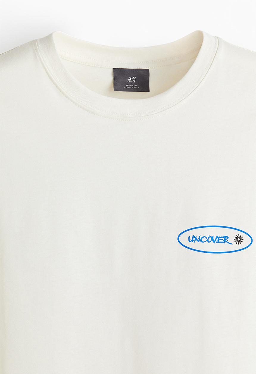 H&M - Loose fit printed t-shirt - white/uncover