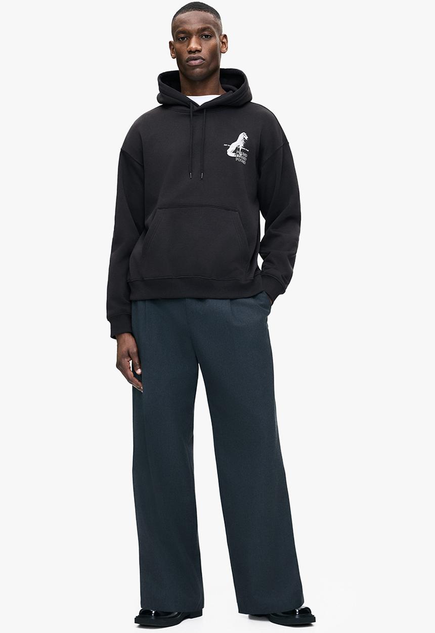 H&M - Loose fit printed hoodie - black/found
