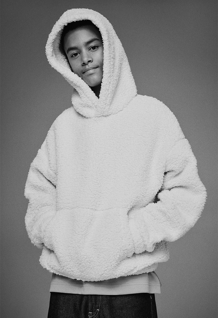 H&M - Teddy hoodie - light beige